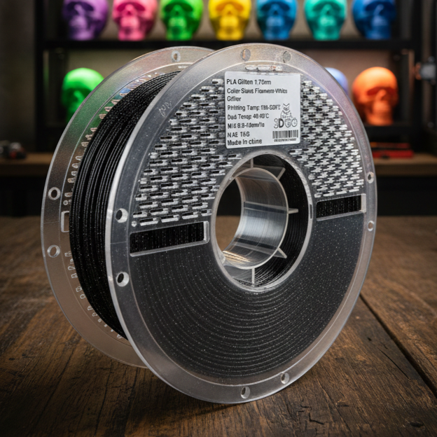 Glitter Black +White PLA Filament